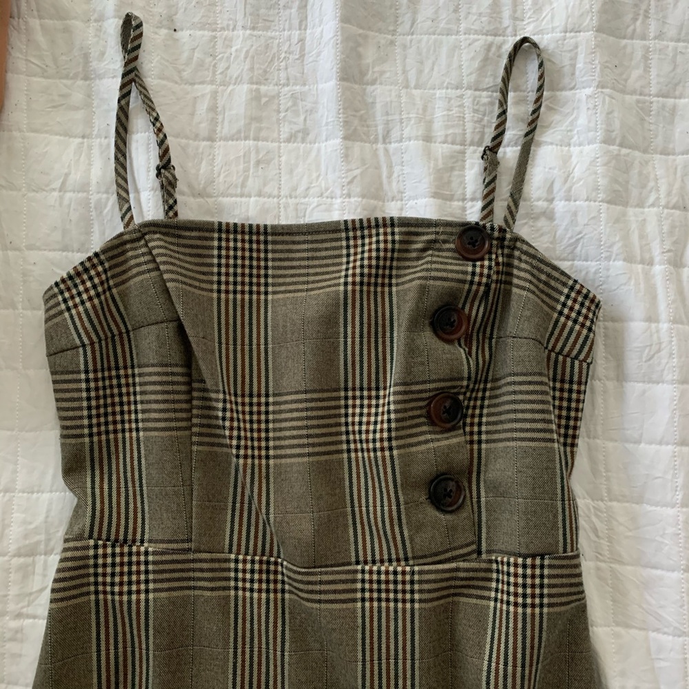 Danielle Plaid Straight-Neck Mini Dress